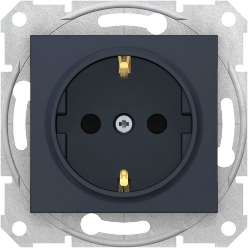 Розетка с заземлением без рамки Schneider Electric Sedna 1-м. шторки графит фото Розетка с заземлением без рамки Schneider Electric Sedna 1-м. шторки графит картинка